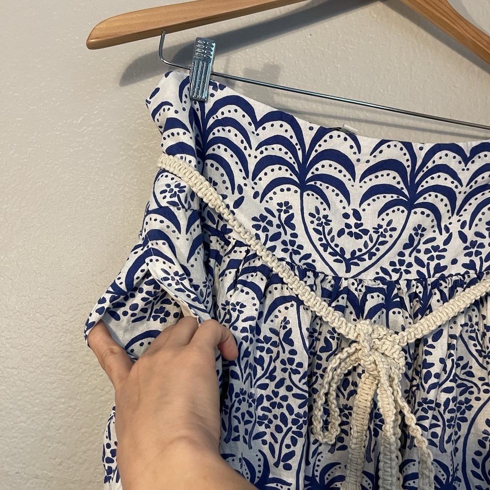 Rachel Zoe Womens Large Tropical Palm Tree Maxi Skirt Linen Blend Boho Summer - Picture 8 of 13